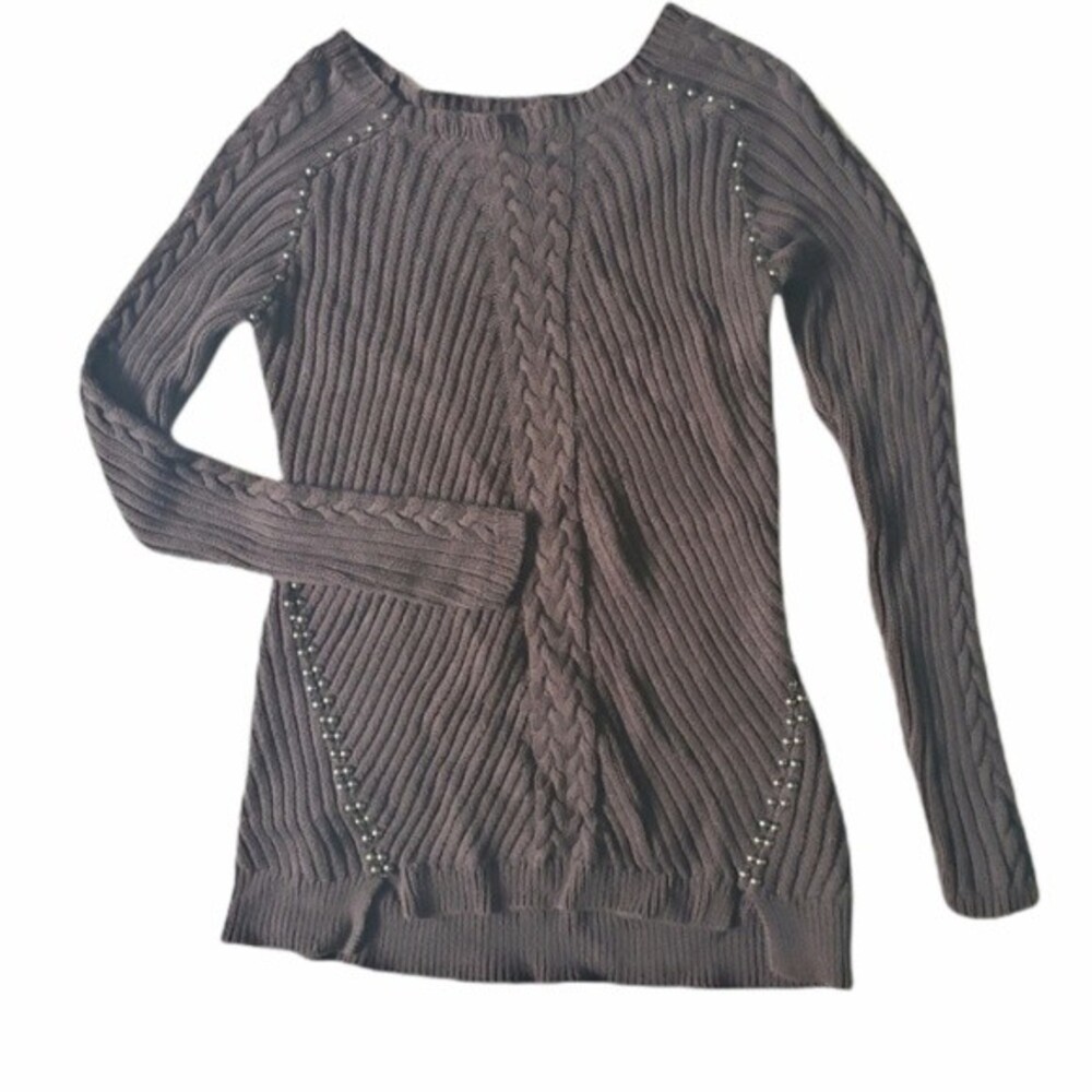 Philosophy Dark Brown Studded Sweater - M - Picture 2 of 10